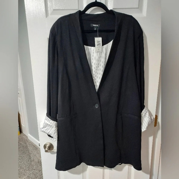 NWT Torrid Black Ponte Collarless Blazer in Size 6 / 30 - Picture 3 of 14